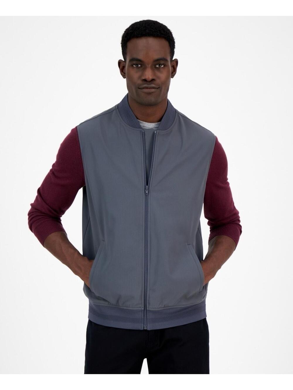 $79 Alfani Alfatech Full Zip Vest Men's XL Gray/Navy Sleeveless